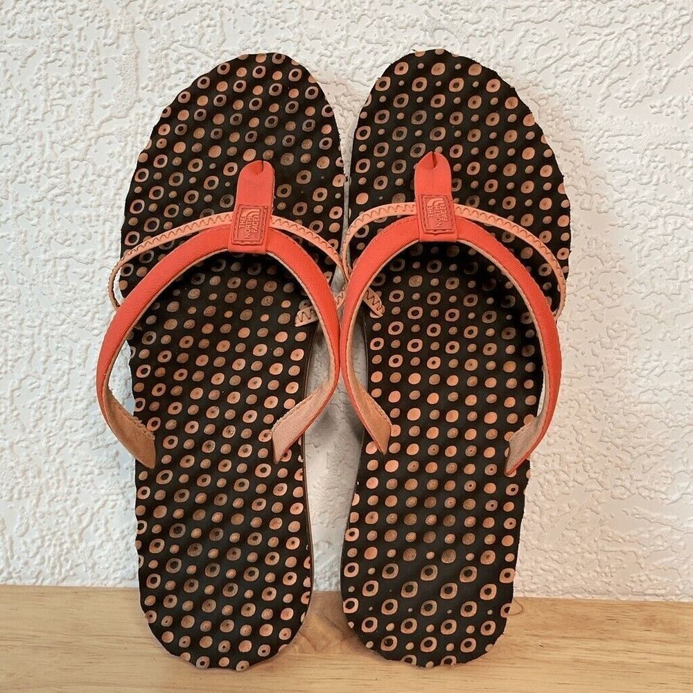 The North Face Women's Orange Brown Flip Flops Sandals Size 10